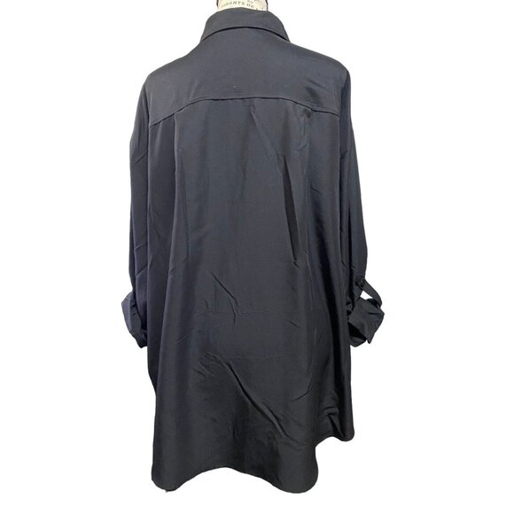 Old Navy Top Long Roll Tab Sleeve Womens 2X Button Up Double Pockets Black XXL - Picture 2 of 10